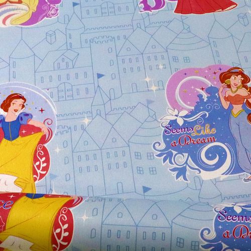 Papel de Parede Infantil Princesas Azul - Medidas: 10 metros x 53 cm