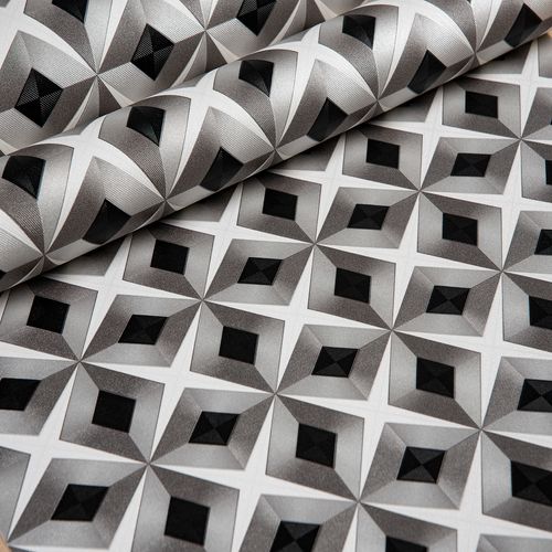 Papel de Parede Audacity Tridimensional Preto e Branco - Medidas: 10 metros x 53 cm