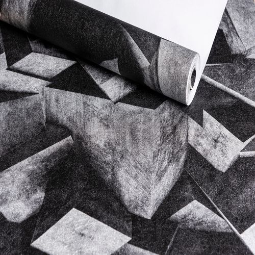 Papel de Parede Audacity Rocha Preto - Medidas: 10 metros x 53 cm