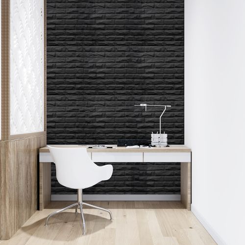 Placa 3D Decorativa Classic Autoadesiva de Poliestireno 50 x 50 cm - Modelo: Canjiquinha Preto
