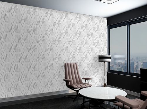 Placa 3D Decorativa Classic Autoadesiva de Poliestireno 50 x 50 cm - Modelo: Hexagonal Branca