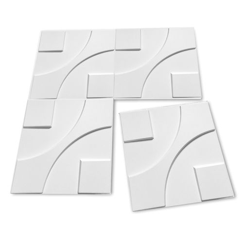 Placa 3D Decorativa Classic Autoadesiva de Poliestireno 50 x 50 cm - Modelo: Vitória Branca