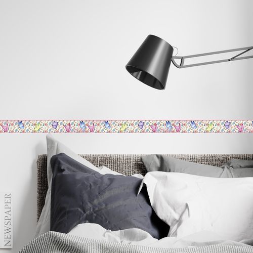 Faixa Decorativa Autoadesiva Coleção Floral 100 x 15 cm - Tema: Borboletas