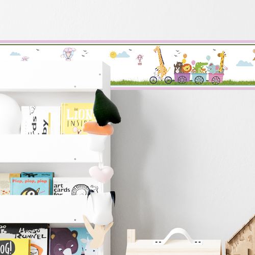 Faixa Decorativa Autoadesiva Coleção Infantil Bebê 100 x 15 cm - Tema: Bicicleta Animais