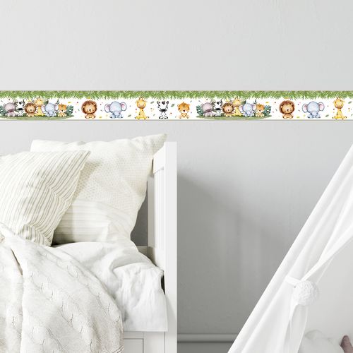 Faixa Decorativa Autoadesiva Coleção Infantil Bebê 100 x 15 cm - Tema: Selva