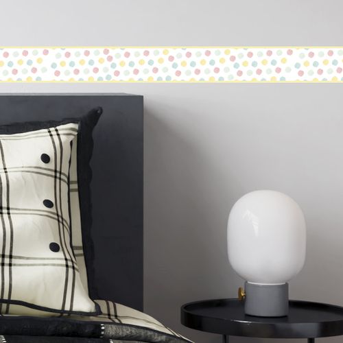 Faixa Decorativa Autoadesiva Coleção Infantil Bebê 100 x 15 cm - Tema: Bolinhas