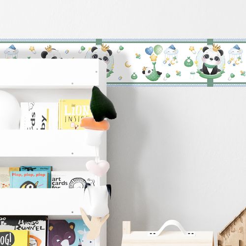 Faixa Decorativa Autoadesiva Coleção Infantil Bebê 100 x 15 cm - Tema: Pandas