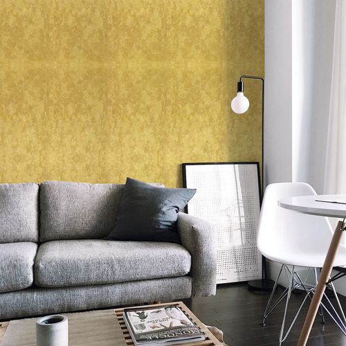 Papel de Parede Adesivo Textura Mármore Amarelo Dourado