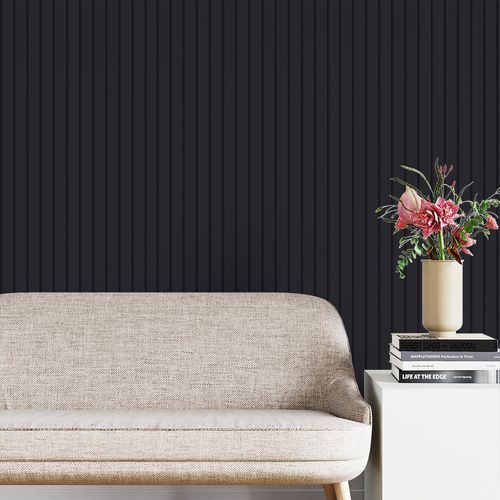 Papel de Parede Adesivo Madeira Preta Estilo Ripa - Medidas: 48 x 300 cm