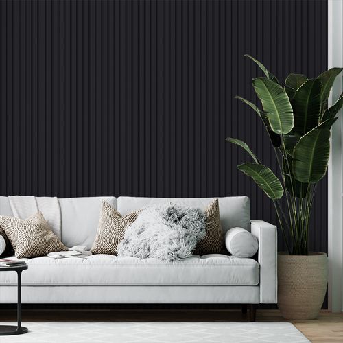 Papel de Parede Adesivo Madeira Preta Ripado - Medidas: 48 x 300 cm