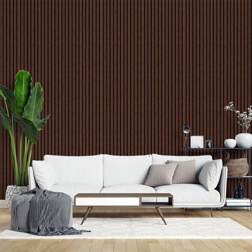 Papel de Parede Adesivo Madeira Mogno Ripado - Medidas: 48 x 300 cm