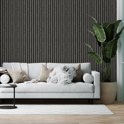 Papel de Parede Adesivo Madeira Cinza Ripado - Medidas: 48 x 300 cm