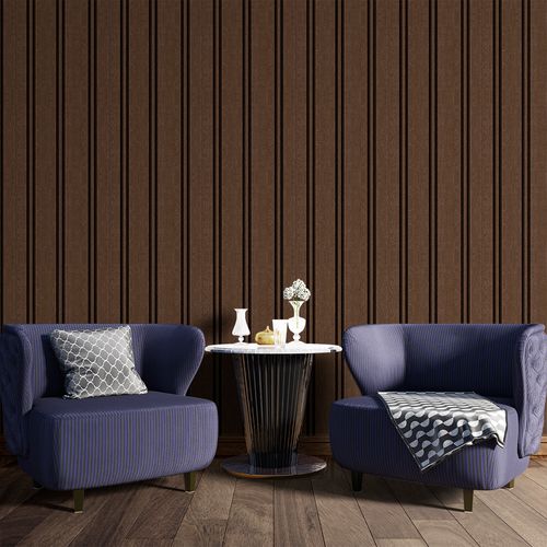 Papel de Parede Adesivo Madeira Chocolate Ripado Largo - Medidas: 48 x 300 cm