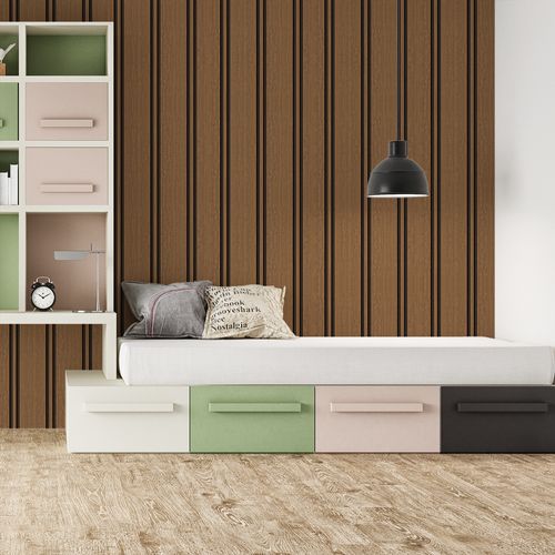 Papel de Parede Adesivo Madeira Pinus Escura Ripado Largo - Medidas: 48 x 300 cm
