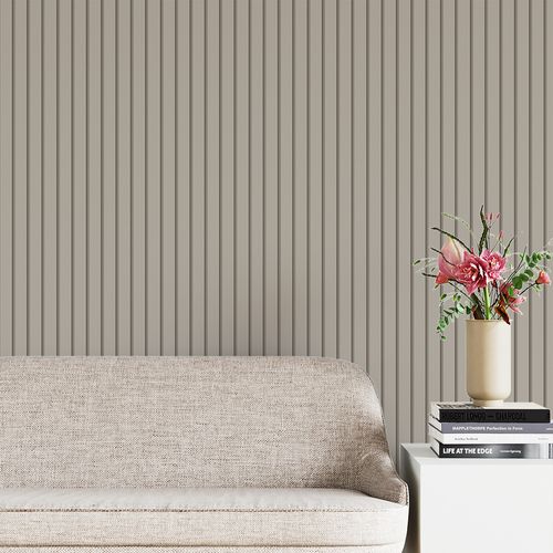 Papel de Parede Adesivo Madeira Bege Acinzentado Estilo Ripa - Medidas: 48 x 300 cm