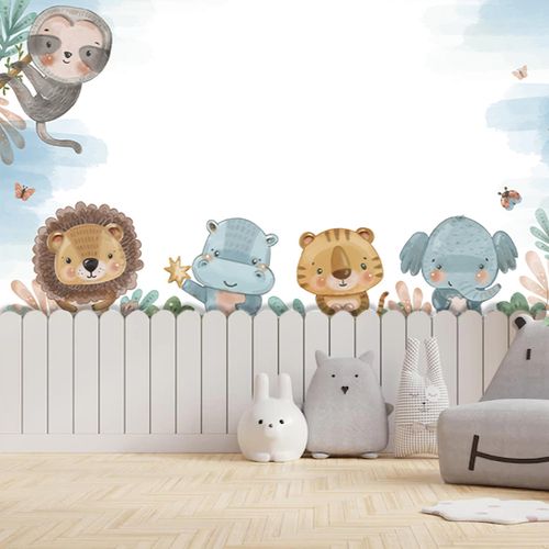 Painel Fotográfico Autoadesivo para Papel de Parede (Sob Medida o Metro Quadrado m²) - Modelo: Infantil - Colorido Animais