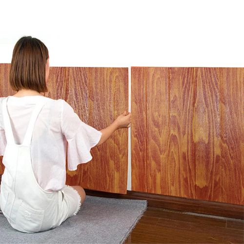 Painel 3D Adesivo Madeira Laranja 70 x 70