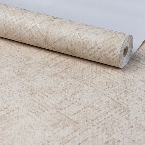 Papel de Parede Vinílico Linhas Cruzadas Creme - Medidas: 10 metros x 53 cm