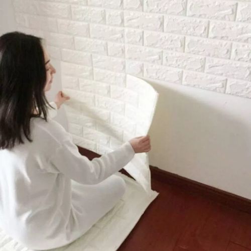 Placa Painel 3D de Espuma Autoadesivo para Revestimento 70 x 38 cm - Modelo: Tijolo Branco