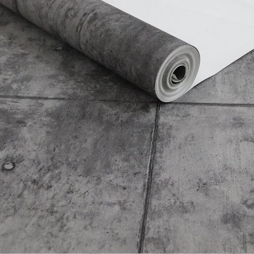 Papel de Parede Azulejo Cimento Queimado Cinza Escuro - Medidas: 10 metros x 53 cm