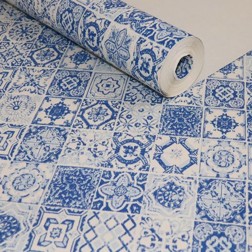 Papel de Parede Azulejo Português Azul