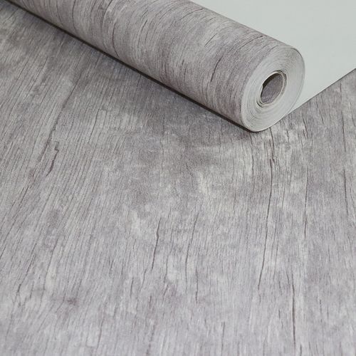 Papel de Parede Madeira Cinza Claro Seca - Medidas: 10 metros x 53 cm