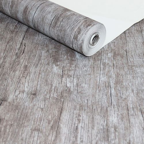Papel de Parede Madeira Cinza Com Marrom - Medidas: 10 metros x 53 cm