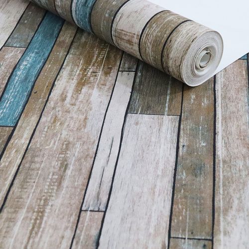 Papel de Parede Madeira Demolição Verde Água Barcelona - Medidas: 10 metros x 53 cm
