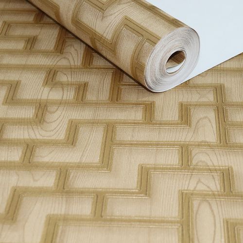 Papel de Parede Painel de Madeira Bege - Medidas: 10 metros x 53 cm