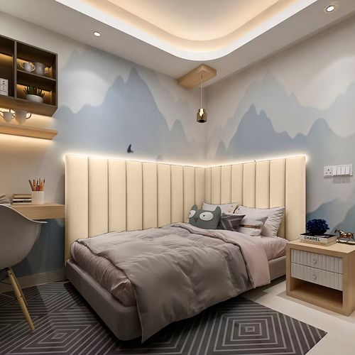 Cabeceira de Cama Modulada Estofada 100 x 20 cm - Cor: Bege