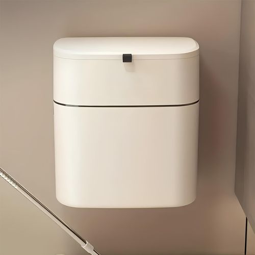 Lixeira Suspensa com Tampa Retrátil 9 Litros - Modelo: Branco Creme