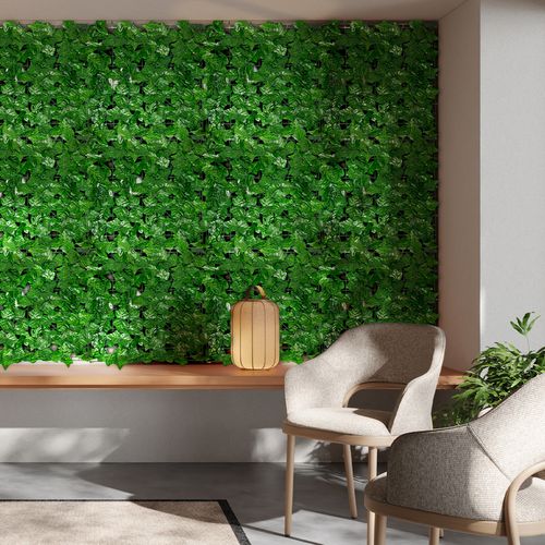Muro Inglês com Folhagem Artificial Decorativa Jardim Vertical 48 x 48 cm - Modelo: Hera