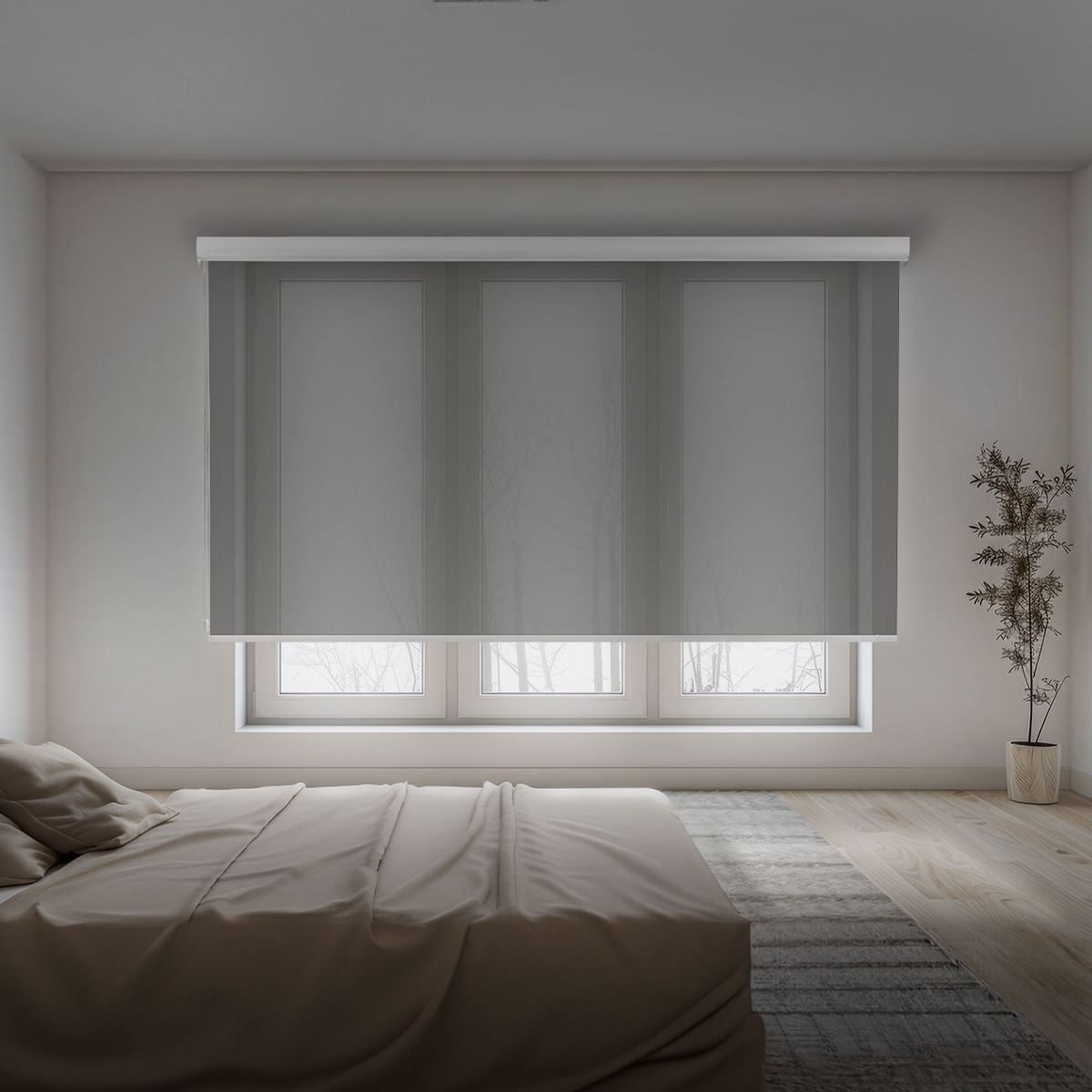 Persiana Rolô Tela Solar com 3% 70% PVC e 30% Poliester de 1m² - Cor: Cinza  | GF Casa Decor - GF Casa Decor, image size:1200x1200