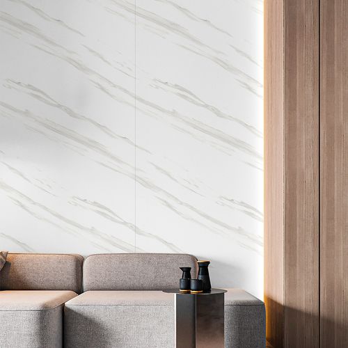 Painel De Mármore Adesivo Flexível Branco Rajado 1,20 m x 3 Metros