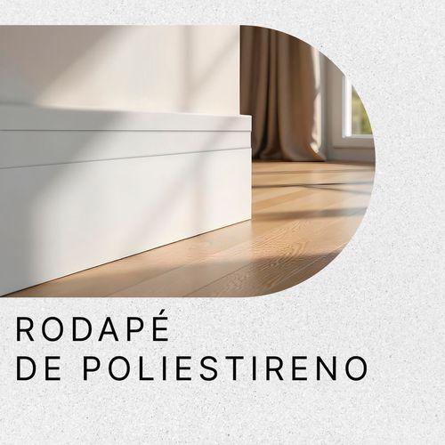 Rodapé Frisado de Poliestireno de 10 cm em Barra de 1,80 Meros - Cor: Branco
