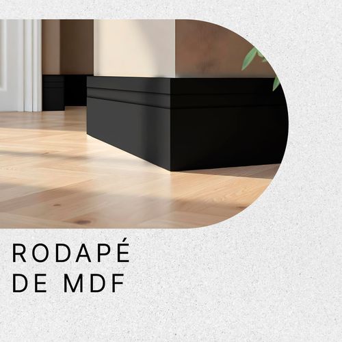 Rodapé Frisado de MDF de 10 cm em Barra de 1,80 Meros - Cor: Preto