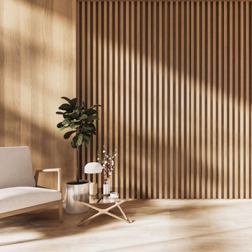 Painel Ripado Decorativo em Barras de WPC de 18 mm Laminado Amadeirado 290 x 15 cm  - Cor: Carvalho