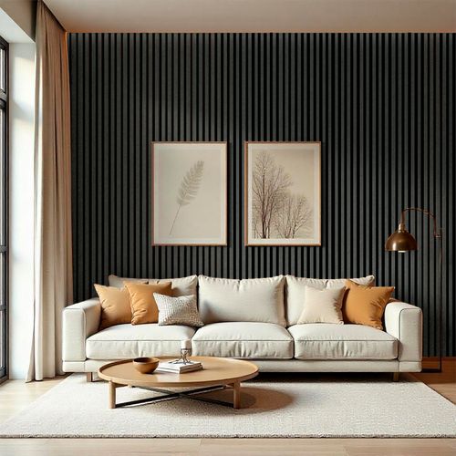 Painel Ripado Flexível Decorativo Amadeirado 10 cm x 1 Metro - Cor: Cinza