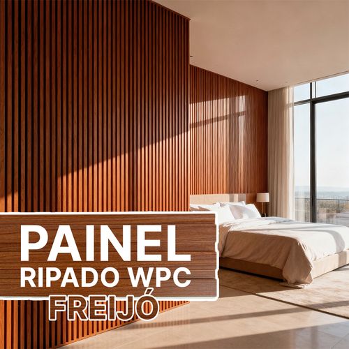 Painel Ripado Decorativo em Barras de WPC de 12 mm Laminado Amadeirado 290 x 19,5 cm - Cor: Freijó