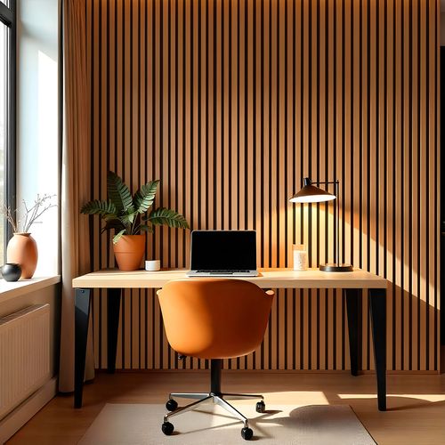 Painel Ripado Flexível Adesivo Decorativo Amadeirado 10 cm x 2,5 Metros - Cor: Carvalho