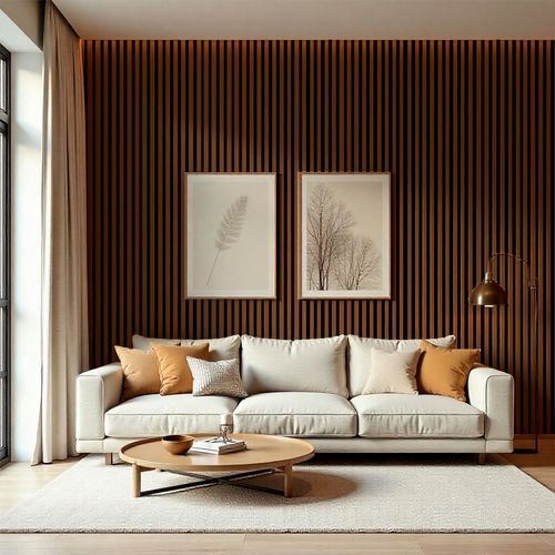 Painel Ripado Flexível Adesivo Decorativo Amadeirado 10 cm x 2,5 Metros - Cor: Tabaco