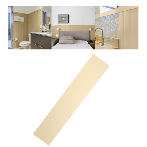 Kit Com 10 Painel De Parede Efeito Lambri Shiplap Pvc Alabaster 95 Cm + 1 Trilho De Acabamento
