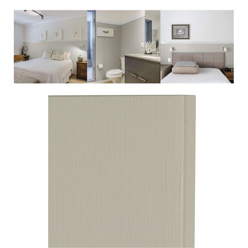 Kit Com 11 Painel De Parede Efeito Lambri Shiplap Pvc Grey 120 Cm + 1 Trilho De Acabamento