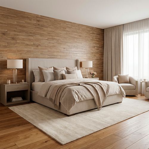 Revestimento Modular Adesivo De Parede Efeito Madeira - Cor: Carvalho