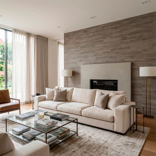 Revestimento Modular Adesivo De Parede Efeito Madeira - Cor: Cinza Escandinavo