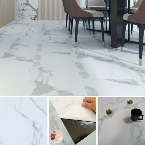 Piso Vinílico Autoadesivo Mármore Dourado Branco 45,7 x 45,7 cm - Unidade