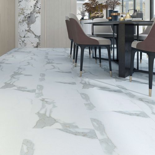 Piso Vinílico Autoadesivo Mármore Dourado Branco 45,7 x 45,7 cm - 1m²