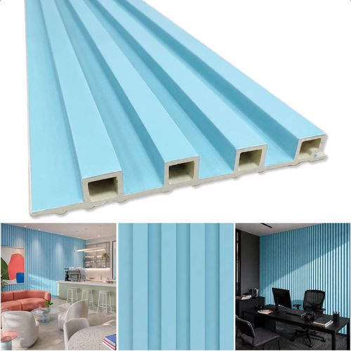 Painel Ripado Decorativo em Barras de WPC de 18 mm Laminado Amadeirado 290 x 15 cm  - Cor: Azul