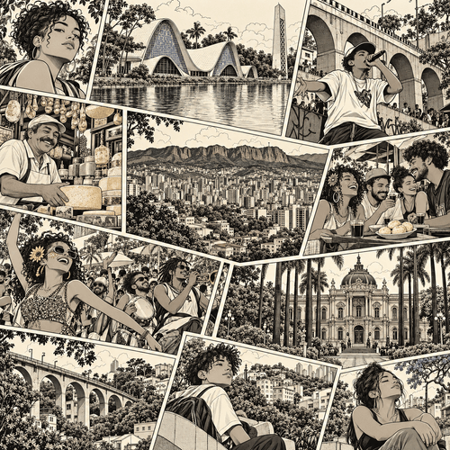 Papel de Parede Adesivo Metrópole em Quadrinhos Cidade do Belo Horizonte - Medidas: 48 x 300 cm