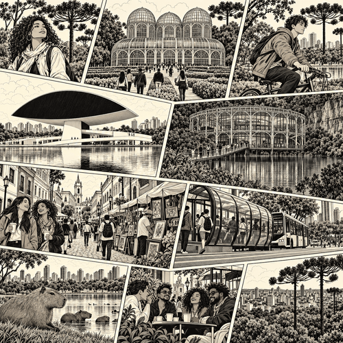 Papel de Parede Adesivo Metrópole em Quadrinhos Cidade de Curitiba - Medidas: 48 x 300 cm